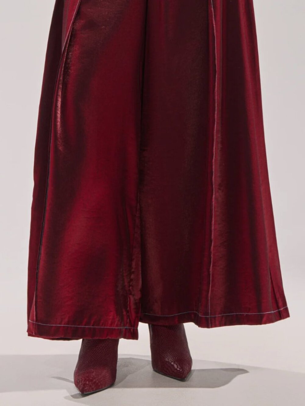 NWT AKIRA Metallic Burgundy/Turquoise Extra Wide Leg Palazzo Pants - XL - Picture 6 of 13